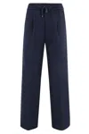 Circolo 1901 Wide Leg Pants With Elastic Waistband In Blue