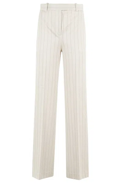 Circolo 1901 Wide-leg Pants With Natural Striped Design