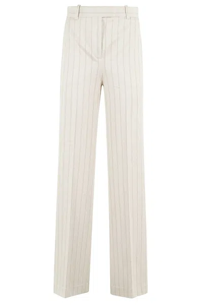 Circolo 1901 Wide-leg Pants With Natural Striped Design In B Naturale