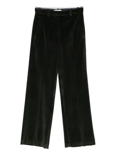 CIRCOLO 1901 WIDE-LEG TROUSERS IN RICH GREEN VELVET FINISH