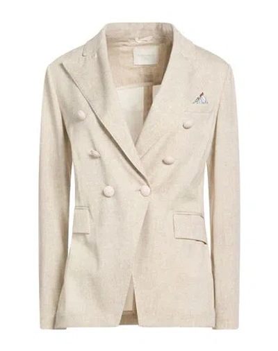 Circolo 1901 Woman Blazer Beige Size 10 Cotton, Elastane In Sand