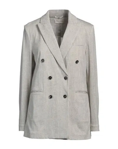 Circolo 1901 Woman Blazer Beige Size 12 Cotton, Elastane In Gray