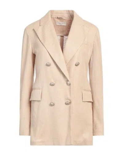 Circolo 1901 Woman Blazer Beige Size 10 Linen, Cotton
