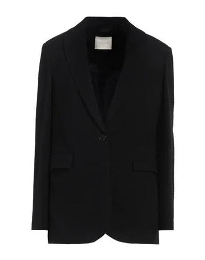 Circolo 1901 Woman Blazer Black Size 12 Virgin Wool, Elastane