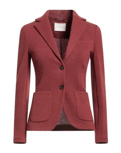 Circolo 1901 Woman Blazer Brick Size 2 Virgin Wool, Polyamide, Elastane In Red