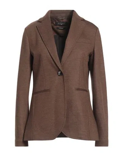 Circolo 1901 Woman Blazer Brown Size 10 Virgin Wool, Cashmere, Polyamide