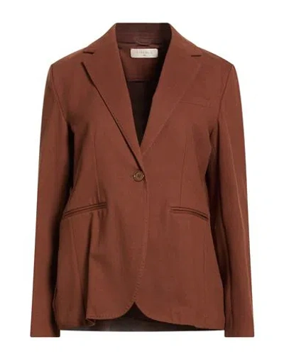 Circolo 1901 Woman Blazer Brown Size 12 Cotton, Elastane