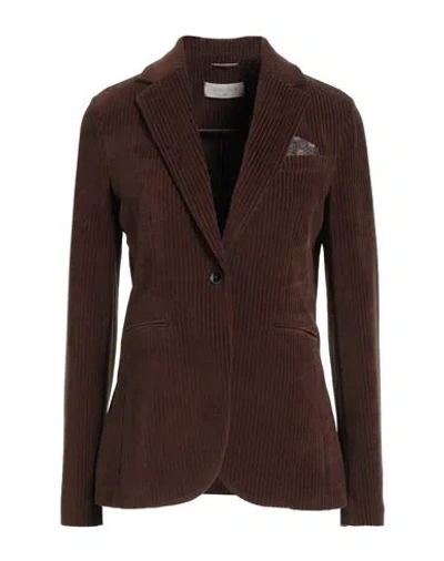 Circolo 1901 Woman Blazer Brown Size 10 Cotton, Polyester In Brown
