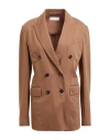 Circolo 1901 Chocolate Brown Double-breasted Floral Jacket With Dart Detailing For Women In Brown