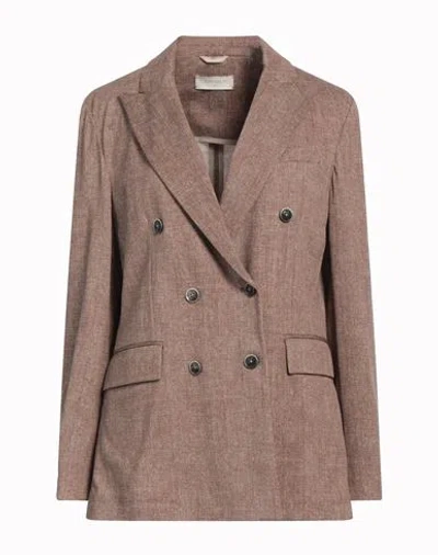 Circolo 1901 Woman Blazer Brown Size 8 Cotton, Elastane In Brown