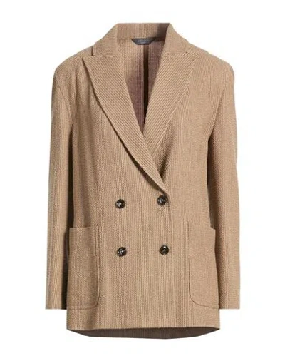 Circolo 1901 Woman Blazer Camel Size 6 Virgin Wool, Polyamide, Elastane In Brown