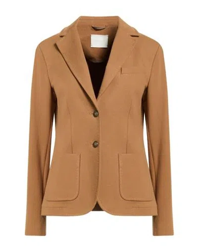 Circolo 1901 Woman Blazer Camel Size 8 Cotton, Elastane In Brown