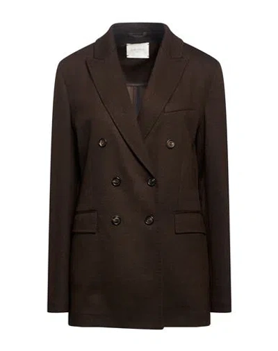 Circolo 1901 Woman Blazer Dark Brown Size 10 Virgin Wool, Cashmere, Polyamide
