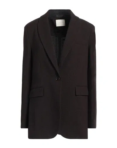 Circolo 1901 Woman Blazer Dark Brown Size 10 Virgin Wool, Elastane