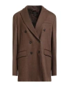 Circolo 1901 Woman Blazer Dark Brown Size 12 Virgin Wool, Cashmere, Polyamide