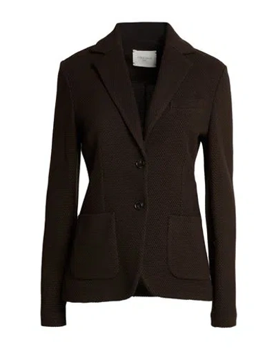 Circolo 1901 Woman Blazer Dark Brown Size 2 Virgin Wool, Polyamide, Elastane