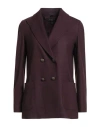 Circolo 1901 Woman Blazer Dark Purple Size 10 Virgin Wool, Cashmere