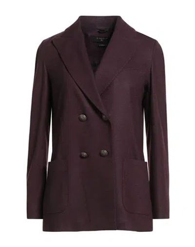 Circolo 1901 Woman Blazer Dark Purple Size 10 Virgin Wool, Cashmere