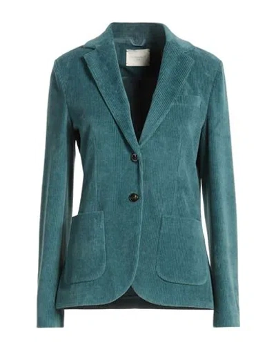 Circolo 1901 Woman Blazer Deep Teal Size 12 Cotton, Polyester In Green
