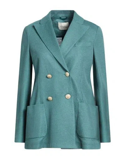 Circolo 1901 Woman Blazer Deep Teal Size 12 Linen, Cotton In Green