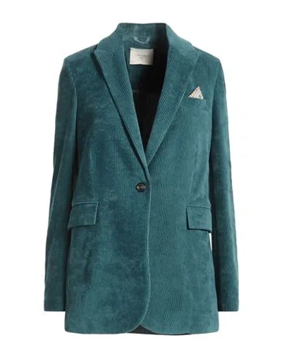 Circolo 1901 Woman Blazer Deep Teal Size 6 Cotton, Polyester In Green