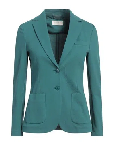 Circolo 1901 Woman Blazer Emerald Green Size 10 Cotton, Elastane In Green