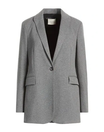 Circolo 1901 Woman Blazer Grey Size 8 Cotton, Elastane In Gray