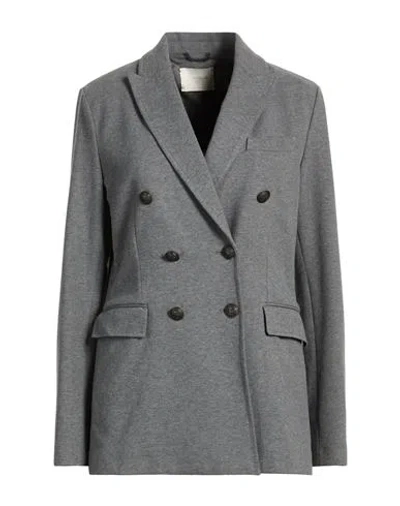 Circolo 1901 Woman Blazer Grey Size 8 Cotton, Elastane In Gray