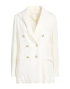 Circolo 1901 White Solid Notched Lapel Blazer In White