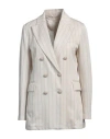 Circolo 1901 Woman Blazer Ivory Size 12 Linen, Cotton In White