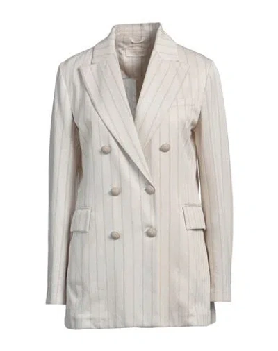 Circolo 1901 Woman Blazer Ivory Size 12 Linen, Cotton In White