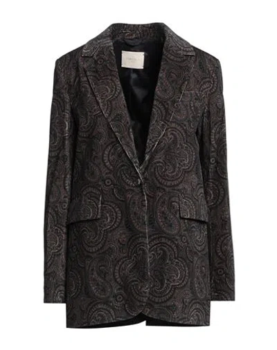 Circolo 1901 Woman Blazer Midnight Blue Size 12 Cotton, Elastane In Grey