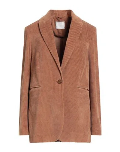 Circolo 1901 Woman Blazer Light Brown Size 10 Cotton, Polyester