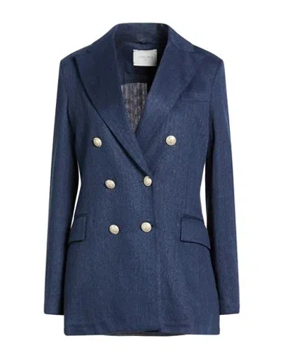 Circolo 1901 Woman Blazer Midnight Blue Size 10 Linen, Cotton