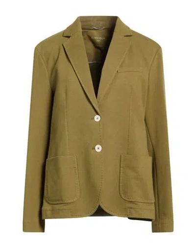 Circolo 1901 Woman Blazer Military Green Size 14 Cotton, Lycra