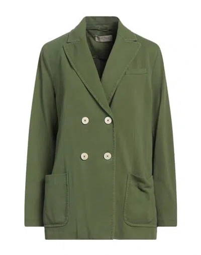 Circolo 1901 Woman Blazer Military Green Size 8 Cotton, Elastane In Green