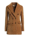 Circolo 1901 Chocolate Brown Double-breasted Floral Jacket With Dart Detailing For Women In Yellow