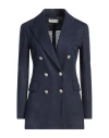 Circolo 1901 Woman Blazer Navy Size 8 Linen, Cotton In Navy Blue