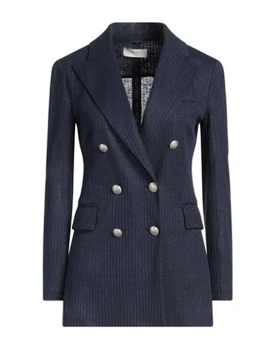 Circolo 1901 Woman Blazer Navy Size 8 Linen, Cotton In Navy Blue