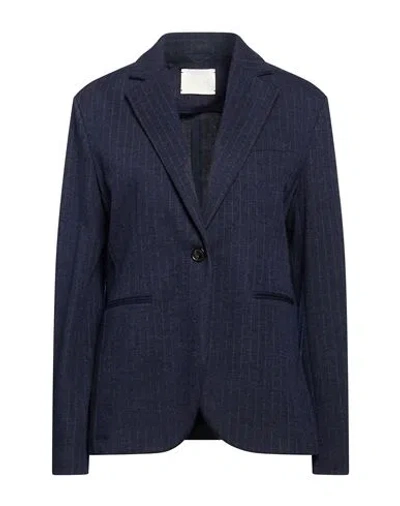 Circolo 1901 Woman Blazer Navy Size 10 Virgin Wool, Cotton, Polyester In Blue