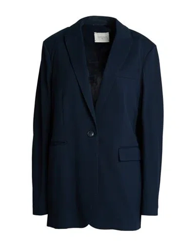Circolo 1901 Woman Blazer Navy Size 12 Cotton, Elastane In Blue