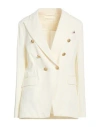 Circolo 1901 White Solid Notched Lapel Blazer In White