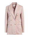 Circolo 1901 Woman Blazer Antique Rose Size 10 Linen, Cotton In Pink
