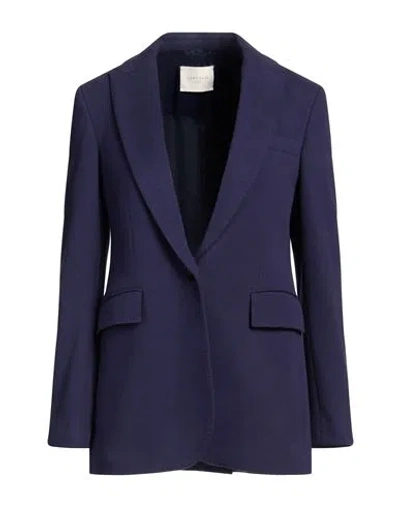 Circolo 1901 Woman Blazer Midnight Blue Size 12 Cotton, Elastane In Grey