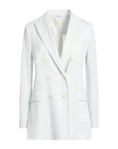 Circolo 1901 Woman Blazer Sky Blue Size 10 Cotton, Linen, Polyamide In White