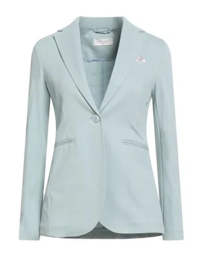 Circolo 1901 Woman Blazer Sky Blue Size 12 Cotton, Elastane In Gray
