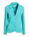 Circolo 1901 Woman Blazer Turquoise Size 12 Cotton, Elastane In Blue