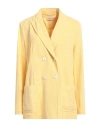 Circolo 1901 Woman Blazer Yellow Size 10 Cotton, Elastane In Yellow