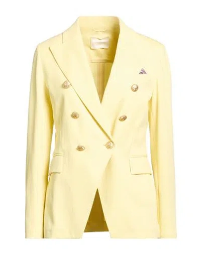 Circolo 1901 Woman Blazer Yellow Size 10 Cotton, Elastane