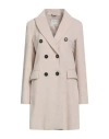 Circolo 1901 Woman Coat Beige Size 10 Cotton, Polyester In Gray